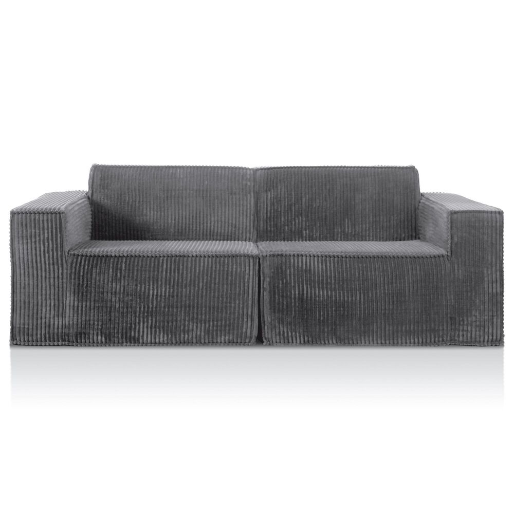 Furniture of America Facil 2-Piece Modular Track Arm Loveseat in Dark Gray, , large