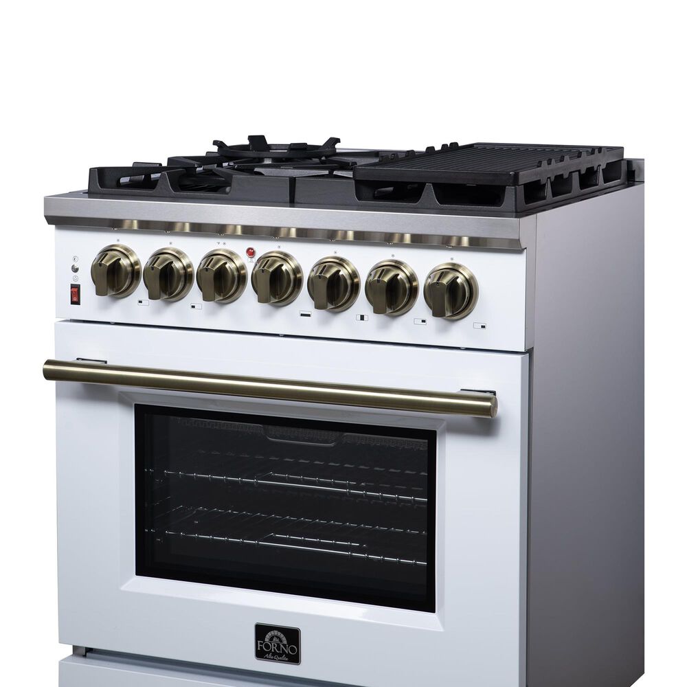 Forno Massimo 30" Freestanding Dual Fuel Range in White, , large