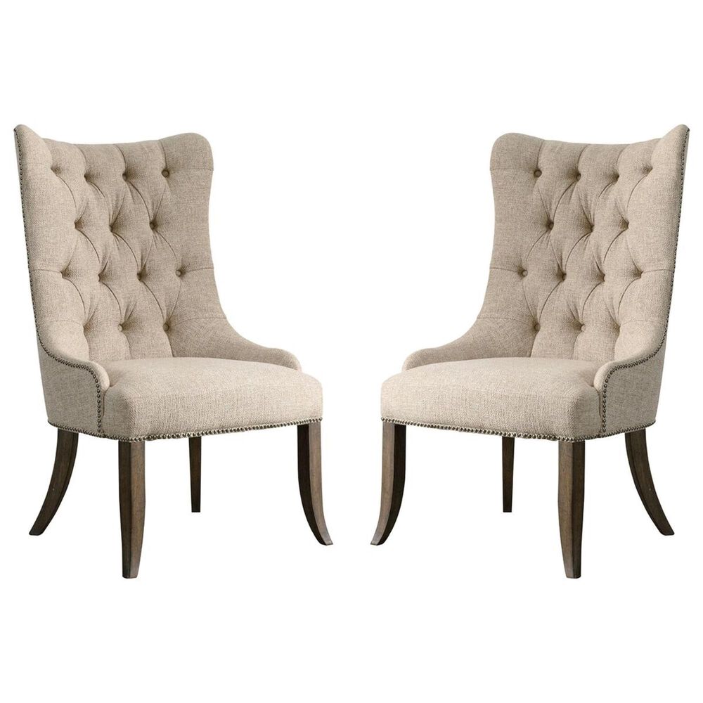 Hooker Furniture Rhapsody Dining Chair with Reclaimed Natural Legs in Beige (Set of 2), , large