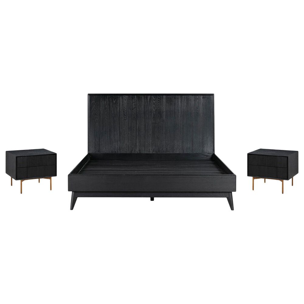 Blue River Carnaby 3-Piece Queen Bed Set in Black Brushed and Bronze, , large