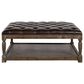 Vintage Furnishings Square Leather Ottoman in Valencia Dark Brown Leather, , large