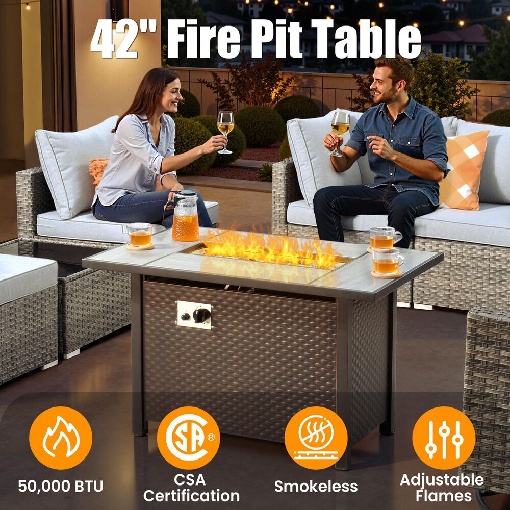 HOMLUX 11-Piece Patio Sectional Set in Gray, , large