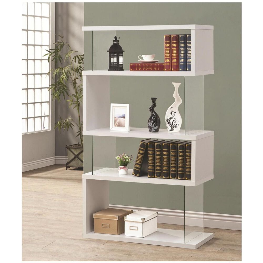 Pacific Landing Asymmetrical Snaking Bookshelf in White, , large