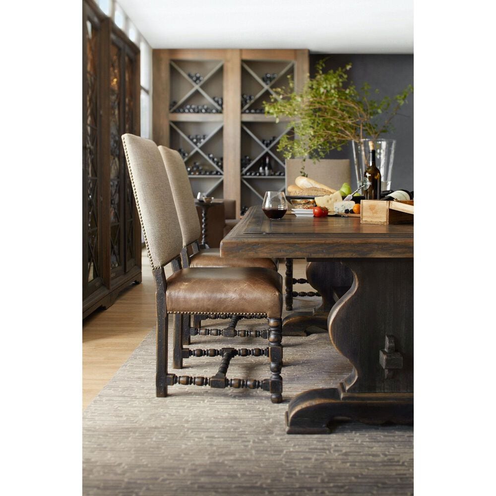 Hooker Furniture Hill Country Side Chair with Brown and Beige Cushion in Anthracite Black &#40;Set of 2&#41;, , large