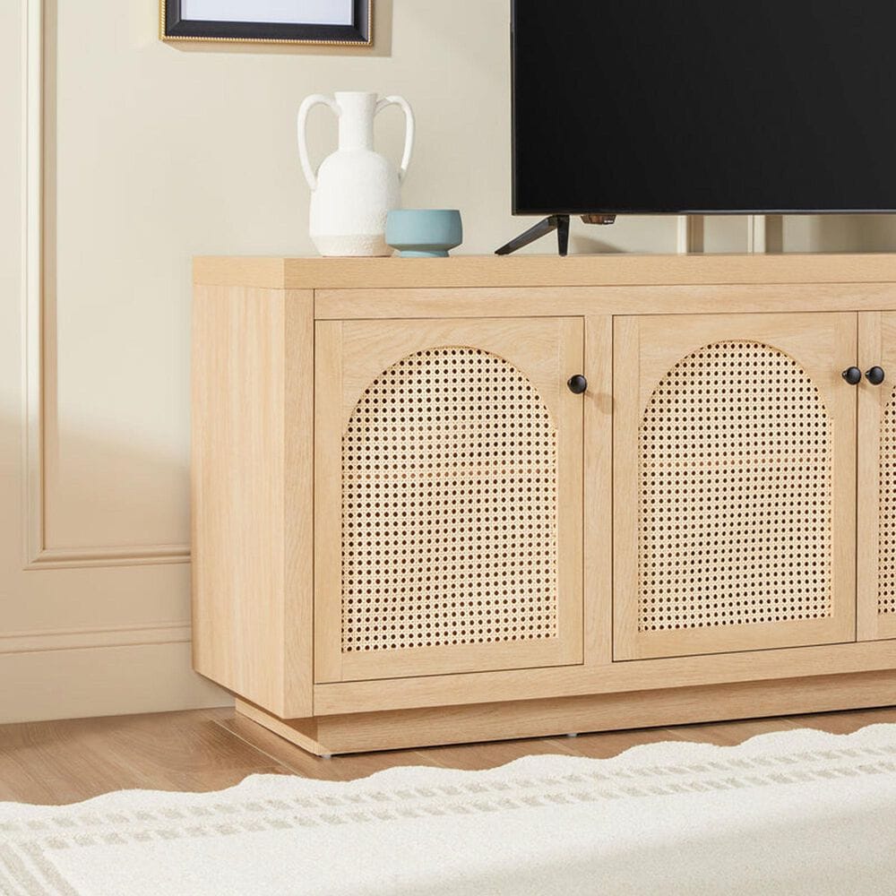 Walker Edison Sasha 70&quot; TV Stand in Coastal Oak, , large