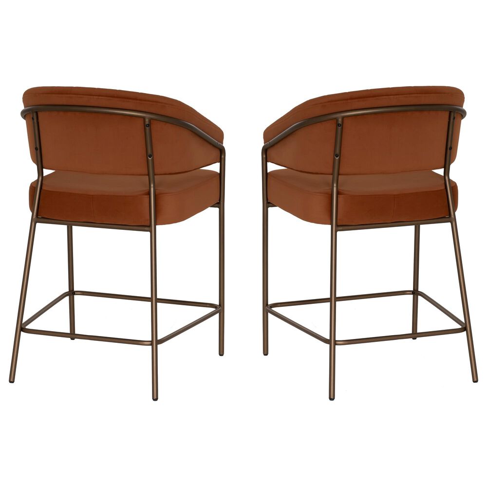 Linon Home Decor Prestwick Counter Stool with Caramel Cushion in Antique Bronze (Set of 2), , large