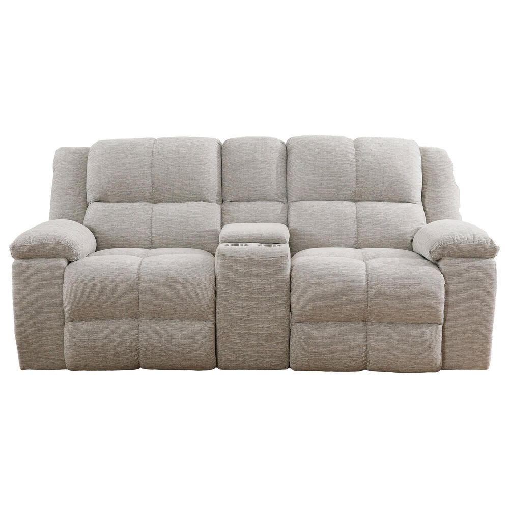 Simeon Collection Buster Manual Dual Reclining Sofa and Console Loveseat Set in Opal Taupe, , large