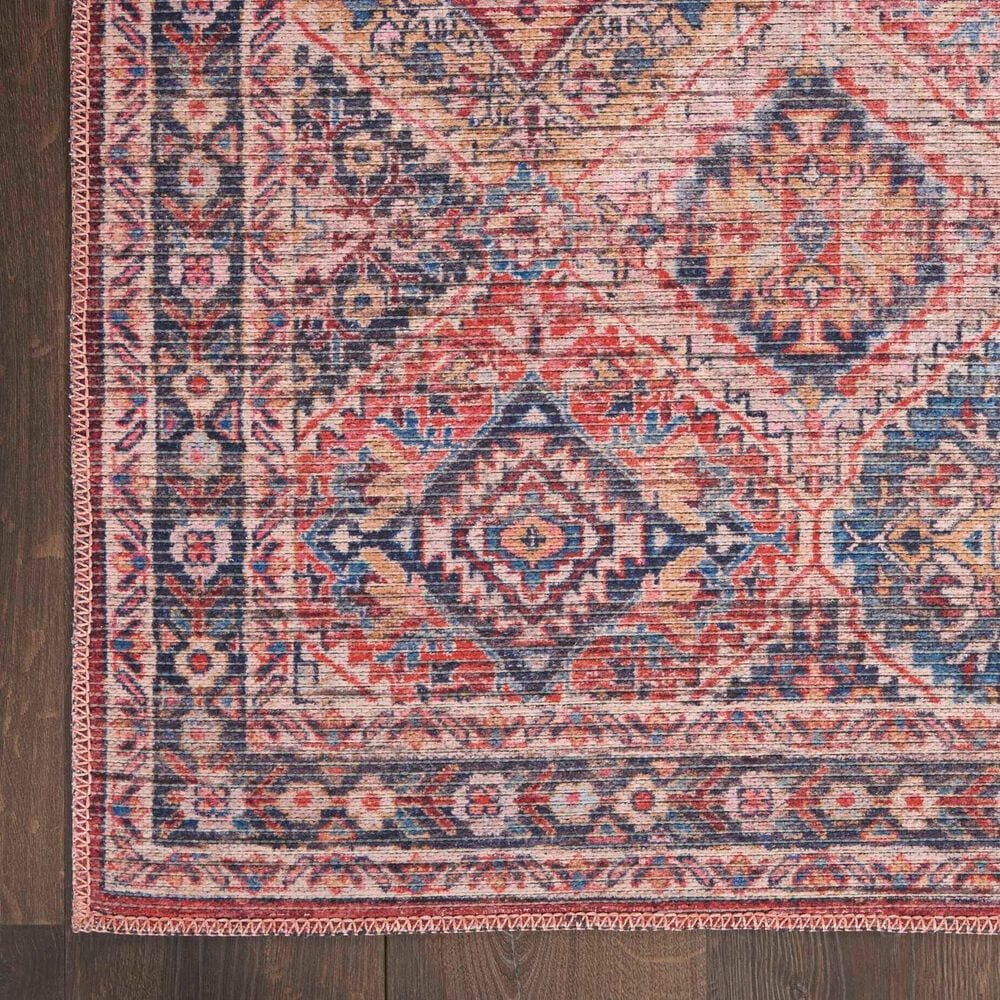 57 Grand by Nicole Curtis Series 1 2&#39; x 6&#39; Brick Red and Navy Blue Runner, , large