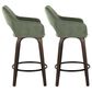 LumiSource Mustang 26" Swivel Counter Stool with Green Fabric Upholstery in Glazed Walnut and Black (Set of 2), , large