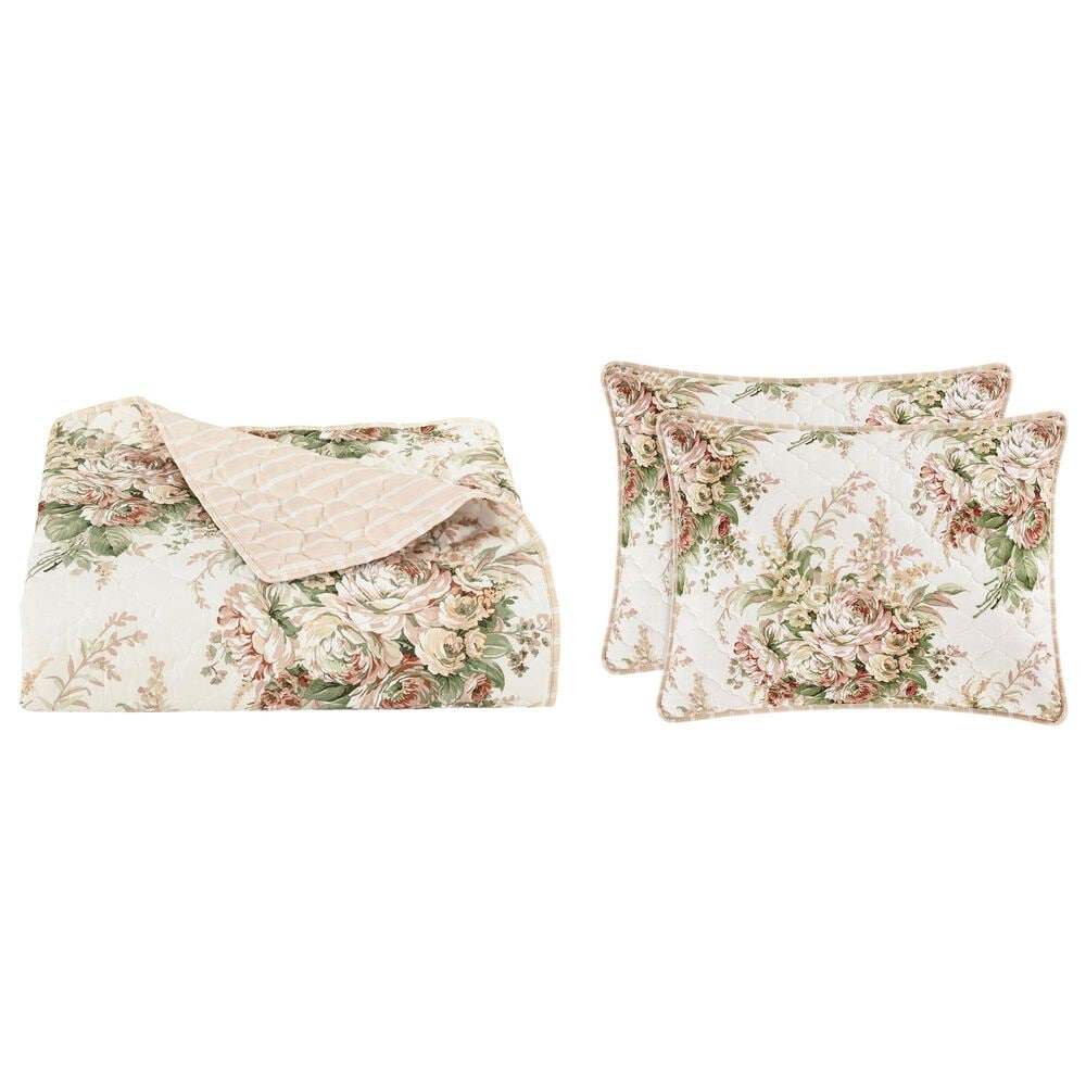 J. Queen New York Estelle 3-Piece Full/Queen Quilt Set in Coral, , large