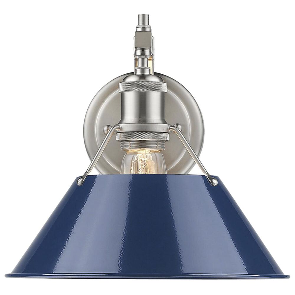 Golden Lighting Orwell PW 1-Light Wall Sconce in Pewter with Navy Blue Shade, , large