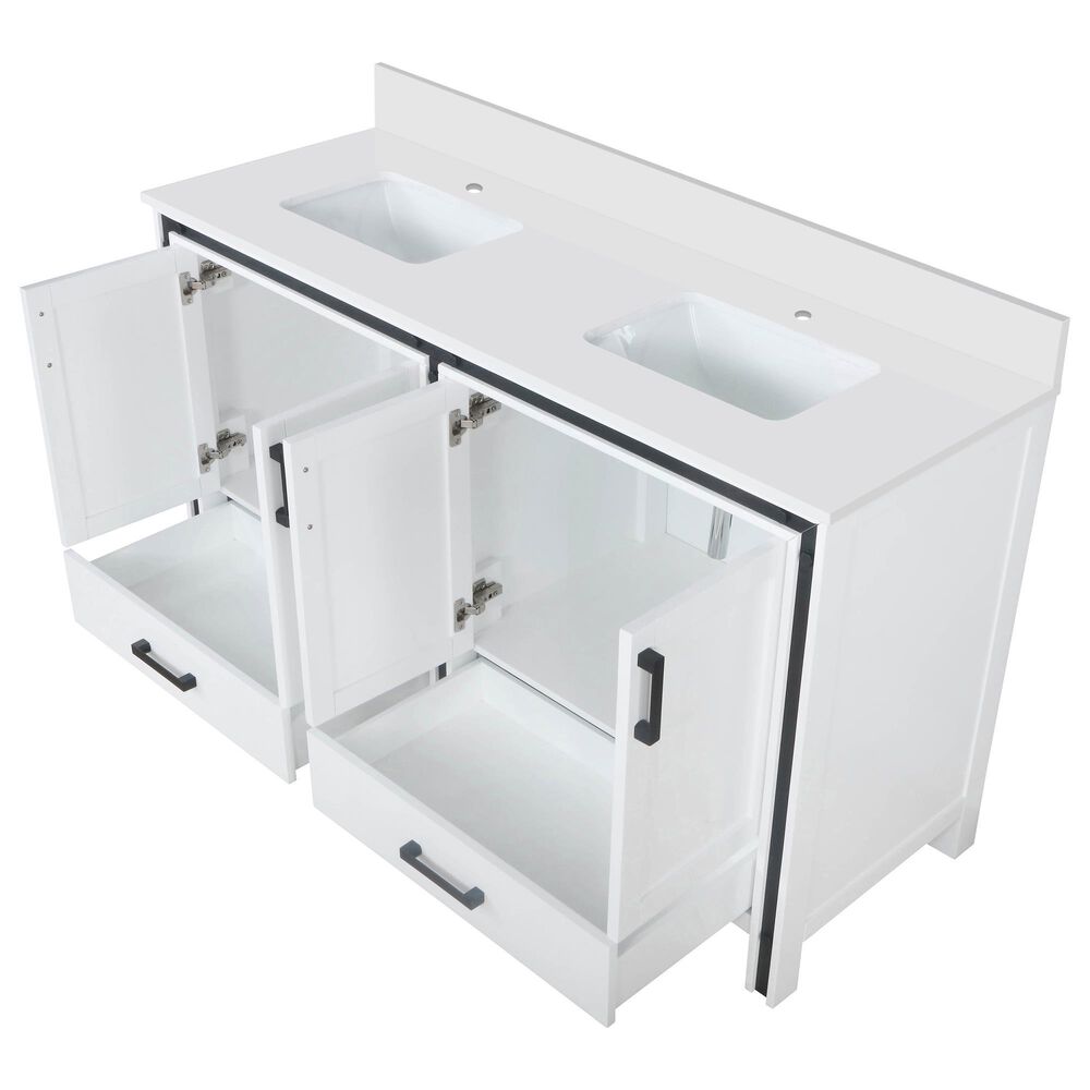Lexora Home Ziva 60&quot; Double Bathroom Vanity in White with 2 cm White Quartz Top and Rectangular Sinks, , large
