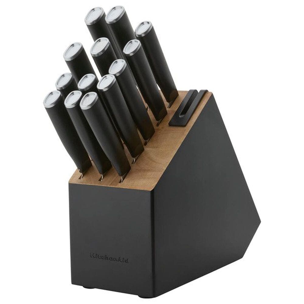 KitchenAid Classic 14-Piece Slim Knife Block Set in Black, , large