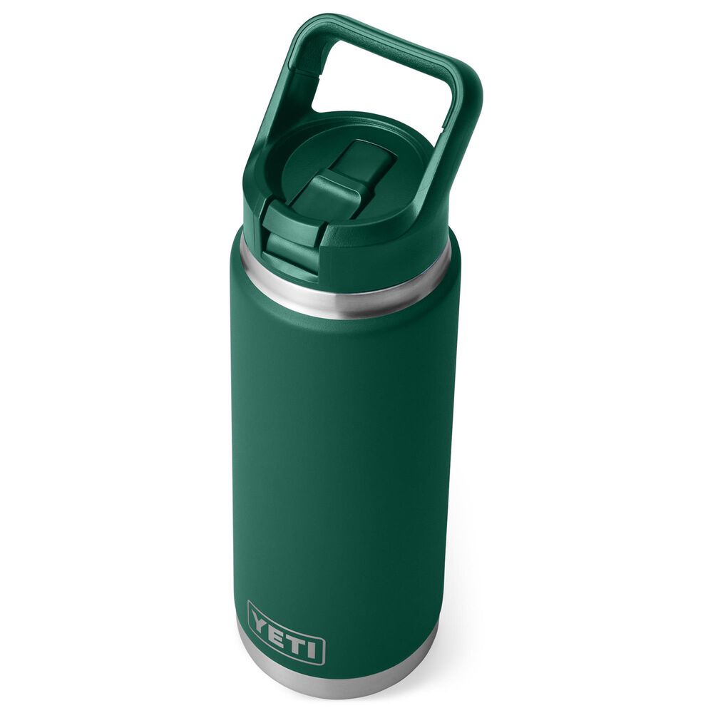 YETI Rambler 26 Oz Water Bottle with Color-Matched Straw Cap in Black Forest Green, , large