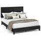 HOMLUX Pessac Queen PU Leather Upholstered Panel Bed Frame in Black, , large