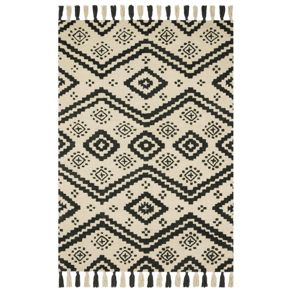 ED Ellen DeGeneres Crafted by Loloi Zagora ZAG-03 5" x 7"6" Ivory and Black Area Rug, , large