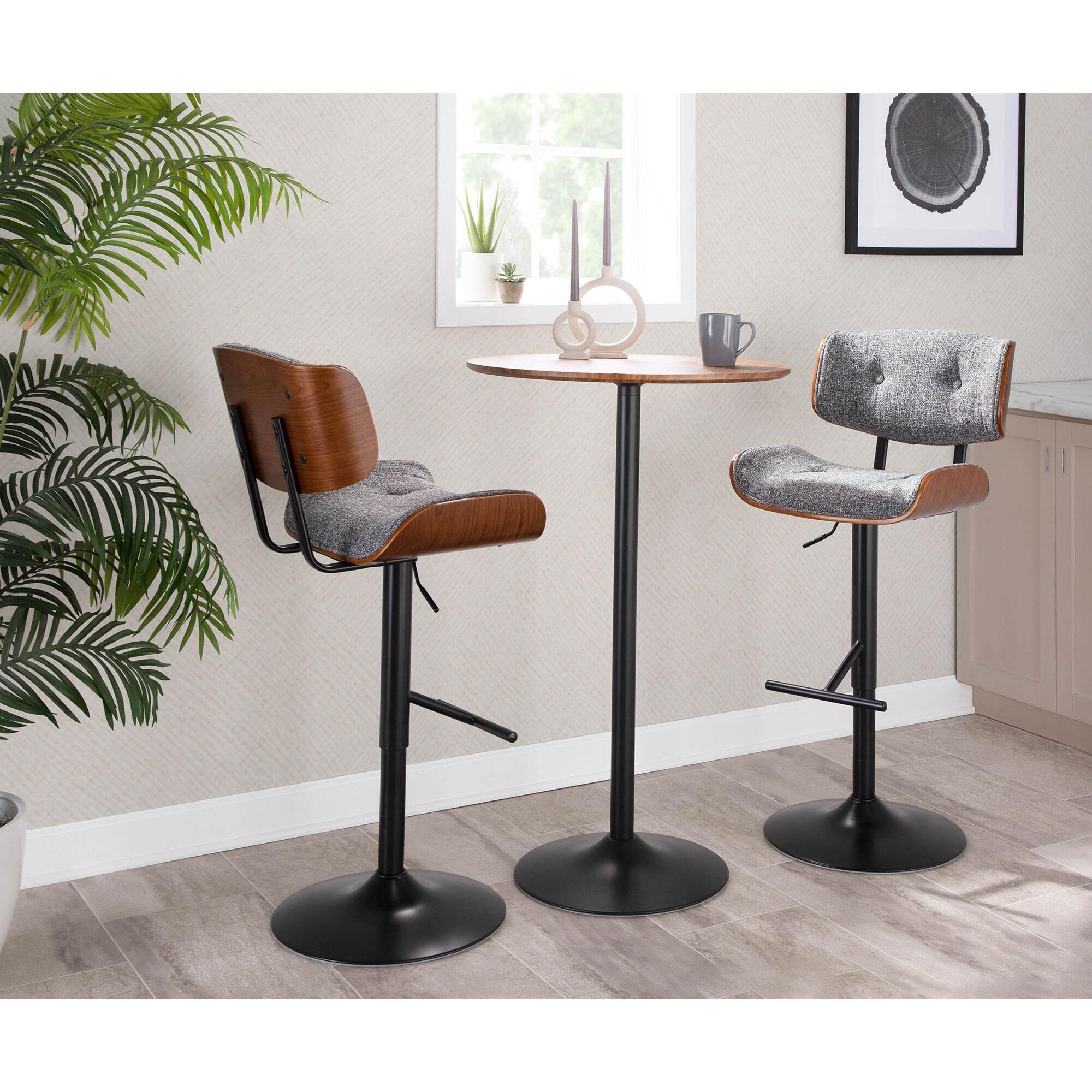 Lumisource Lombardi Barstool in Grey Walnut Black NFM