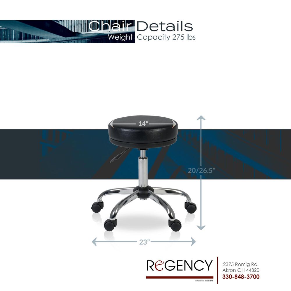 Regency Global Sourcing ComfortCare Armless Medical Stool in Black, , large