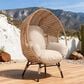 Hearth and Haven Outdoor Egg Chair with Lattice Back Natural in Beige, , large