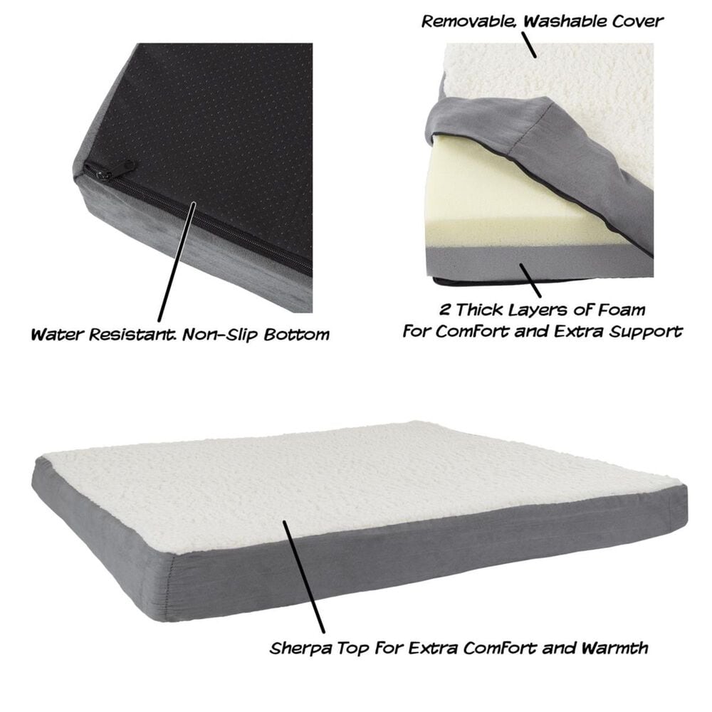 Timberlake Petmaker Small Orthopedic Sherpa Top Pet Bed in Gray, , large