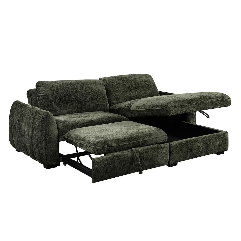 Primo International Tregenna Sofa Sleeper with Storage Chaise in Dunia Green, , large