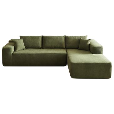 HOMLUX 2-Piece Mod Sectional with RAF Chaise in Green, , large
