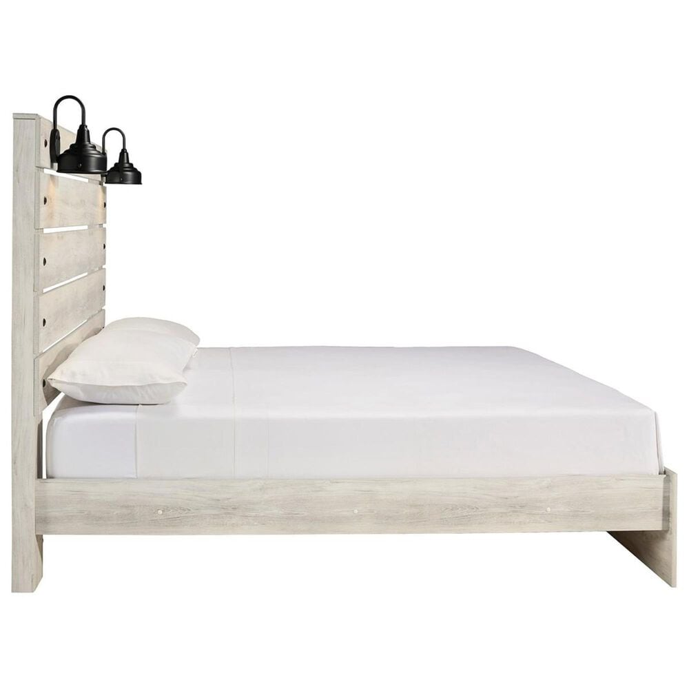 Ashley Cambeck King Panel Bed in Whitewash with Lighting, , large