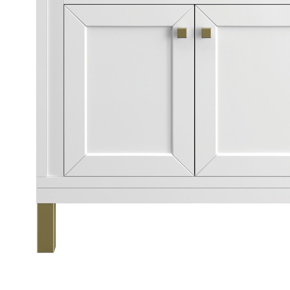 James Martin Vanities Chicago 30&quot; Single Bathroom Vanity in Glossy White with Single Hole 3 cm White Zeus Quartz Top and Rectangular Sink, , large