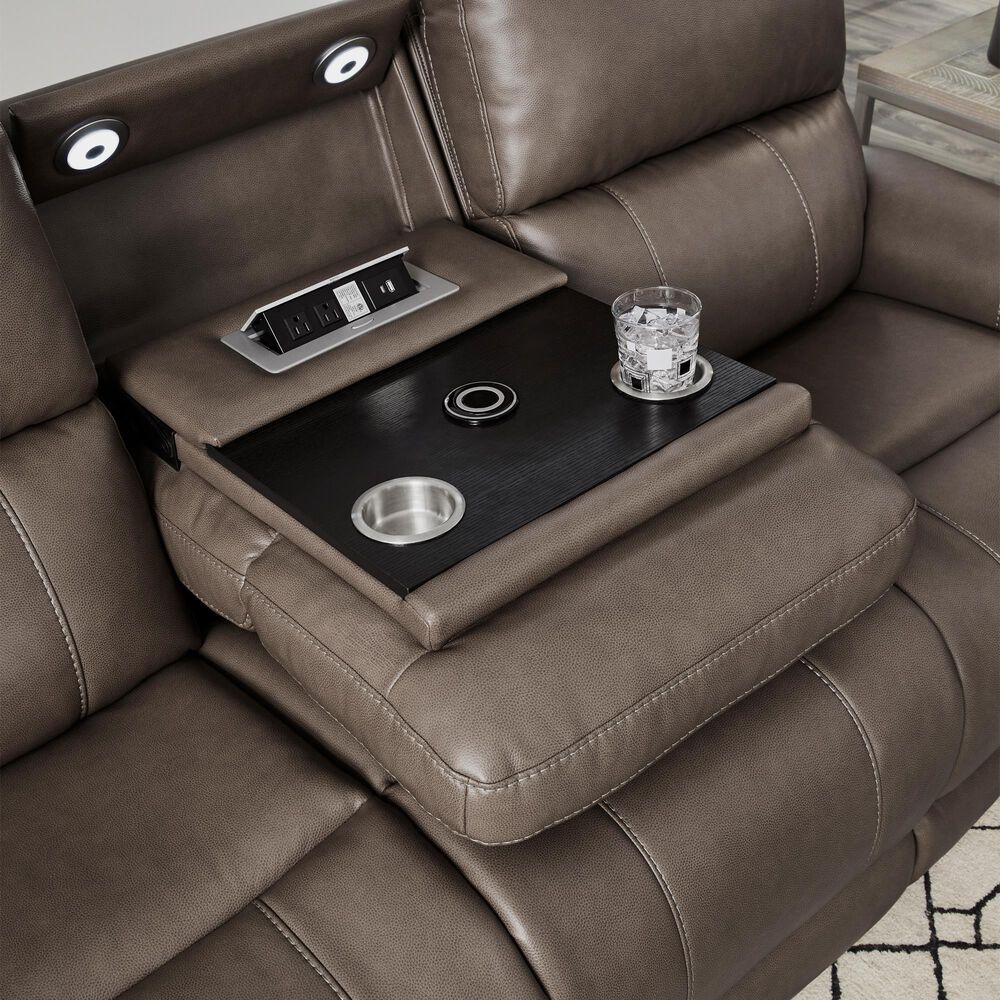 Simeon Collection Hancock Power Reclining Zero Gravity Sofa with Drop Down Table in Bette Hazel, , large