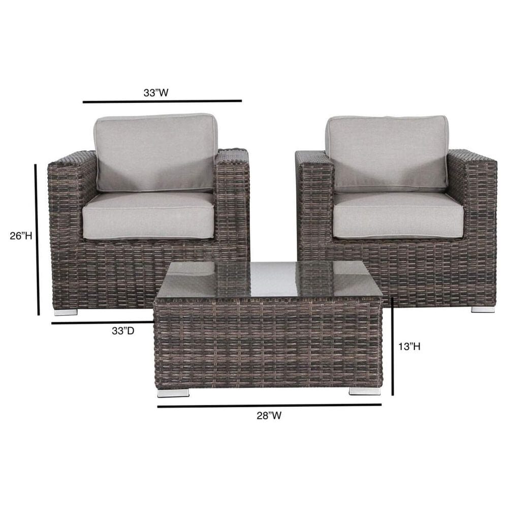Hearth and Haven 3-piece Outdoor Wicker Conversation Set with Glass-Top Coffee Table and Welted Cushion in Gray, , large