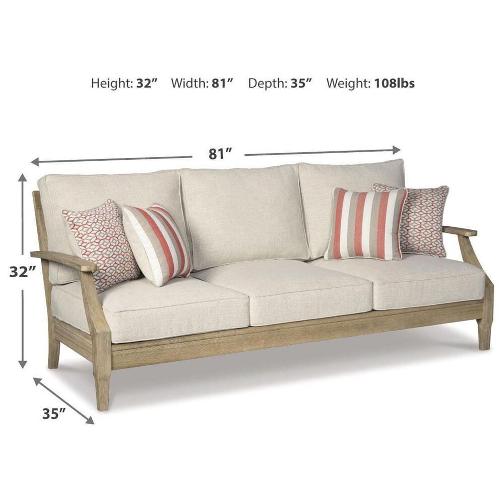 Ashley Clare View Sofa with Beige Cushion in Antique Teak, , large