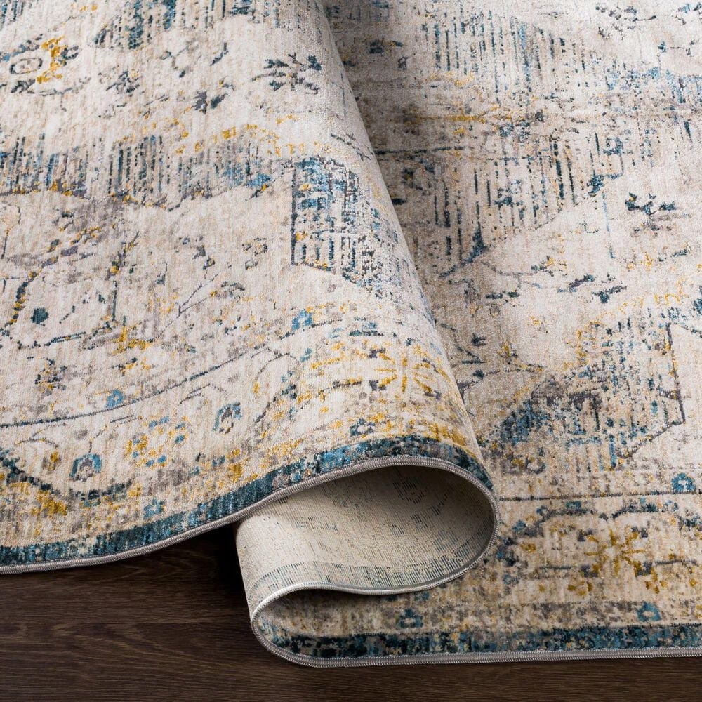 Surya Cardiff CDF-2303 Medium Gray, Light Blue, Mustard and Dark Blue 2&#39; x 2&#39;11&quot; Area Rug, , large