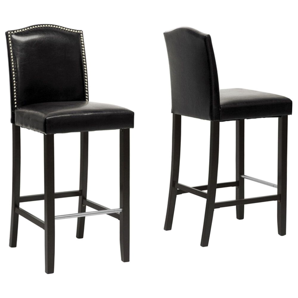 Baxton Studio Libra Bar Stool in Black (Set of 2), , large
