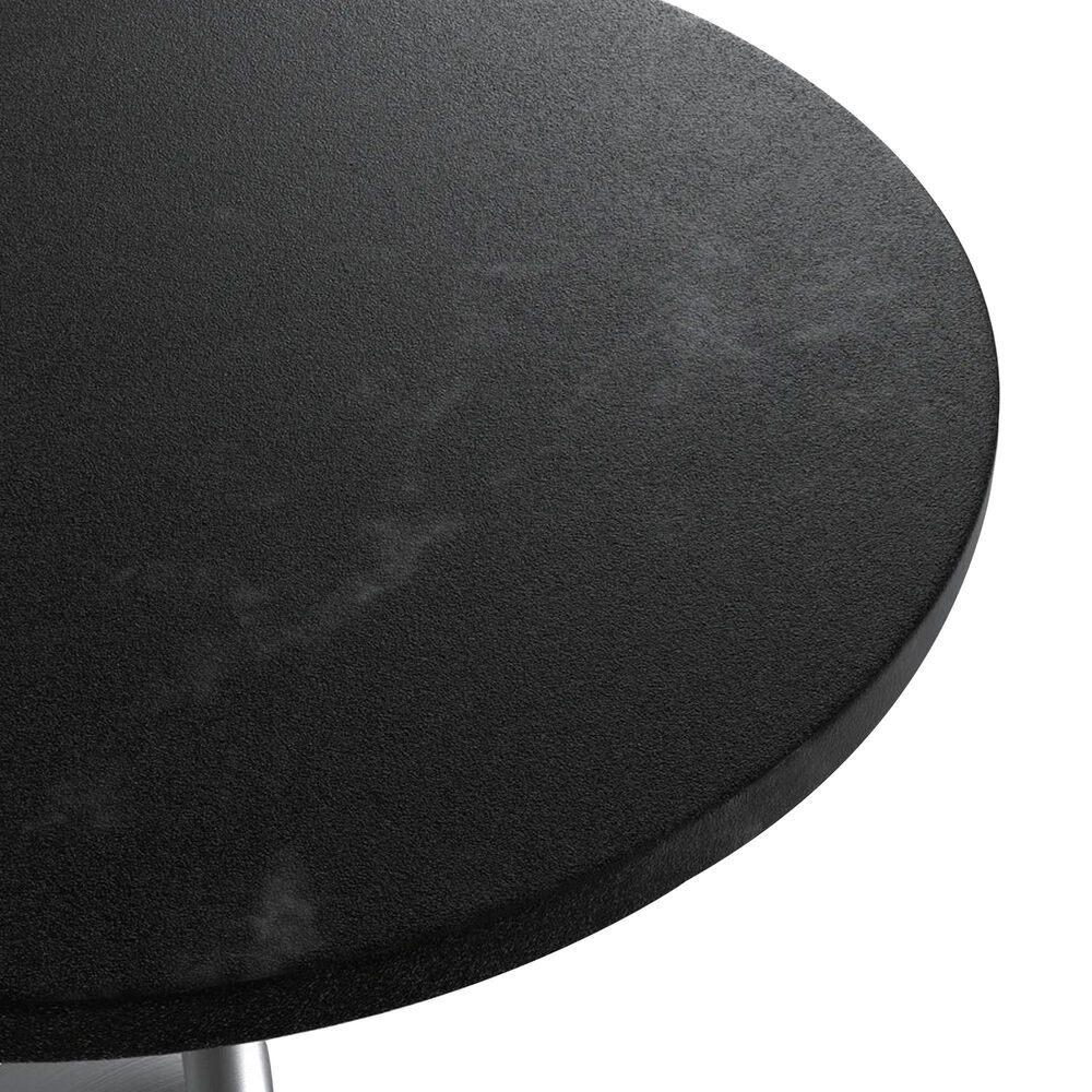 Leisuremod LeisureMod Verve Collection 48 Round Dining Table, Brushed Chrome Base with Black MDF Top, , large