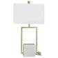 Maple and Jade 27" Metal and Marble Geometric Table Lamp with Linen Shade in Gold, White and Gray, , large