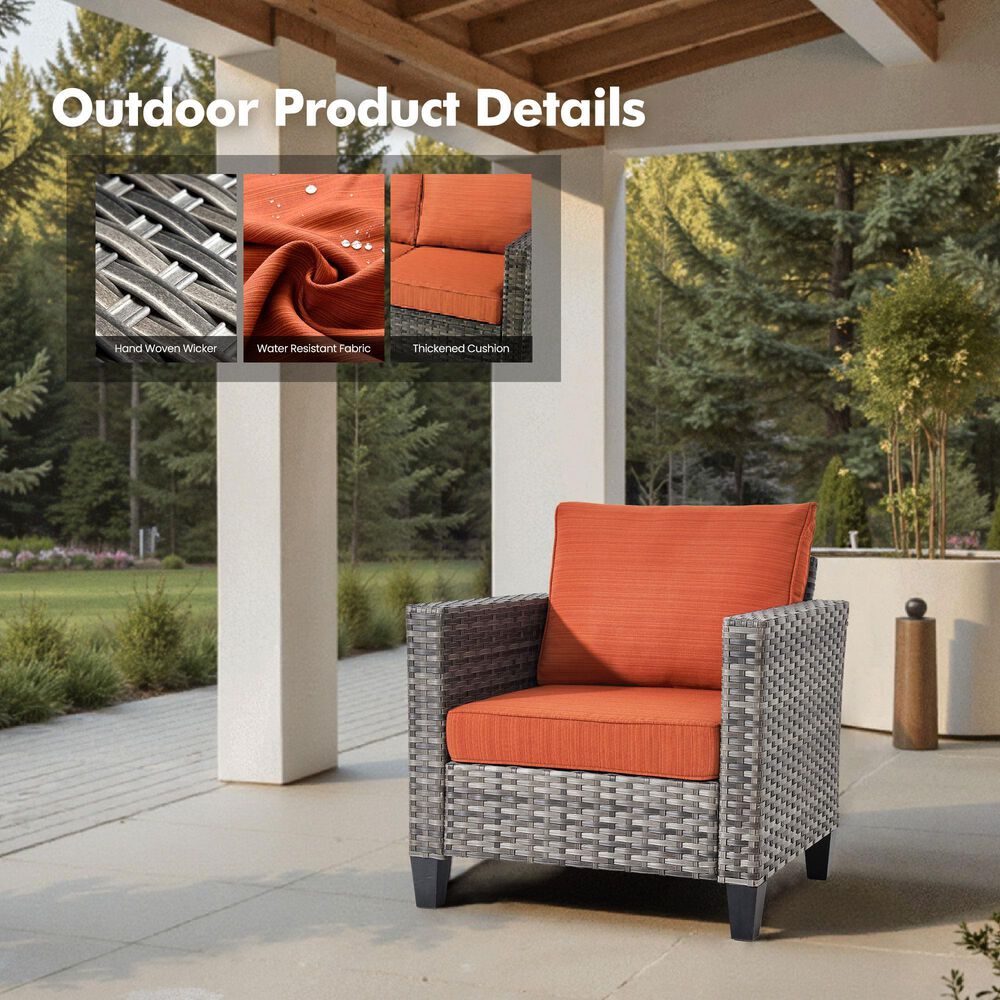 HOMLUX 7-Piece Rattan Sectional Set in Orange, , large