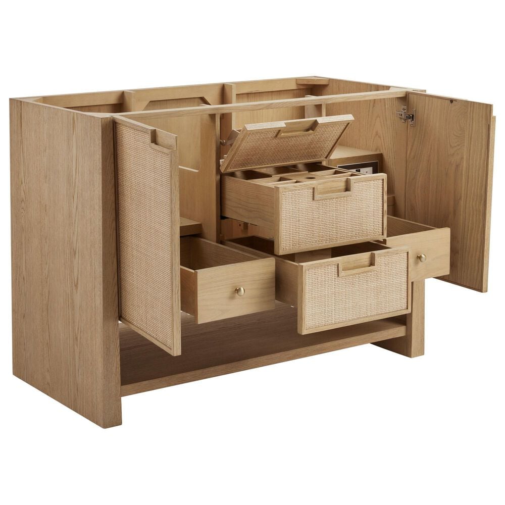 James Martin Vanities Solene 48" Single Bathroom Vanity in Seaside Oak with 3 cm Parisien Bleu Quartz Top and Rectangular Sink, , large