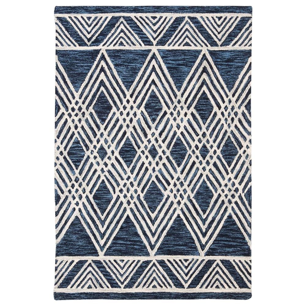 Safavieh Micro-Loop MLP155N 4" x 6" Navy and Ivory Area Rug, , large