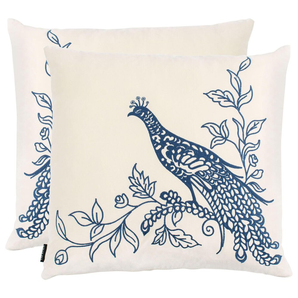 Safavieh Loving Pair 20" Pillow in Beige and Blue (Set of 2), , large