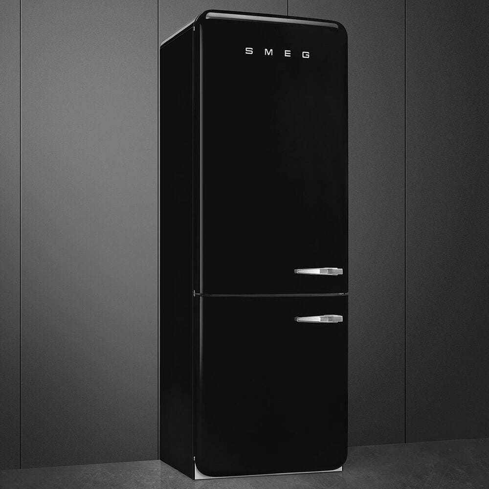 SMEG 18.01 Cu. Ft. Retro Bottom Freeze Refrigerator with Right Hinge in Black, , large