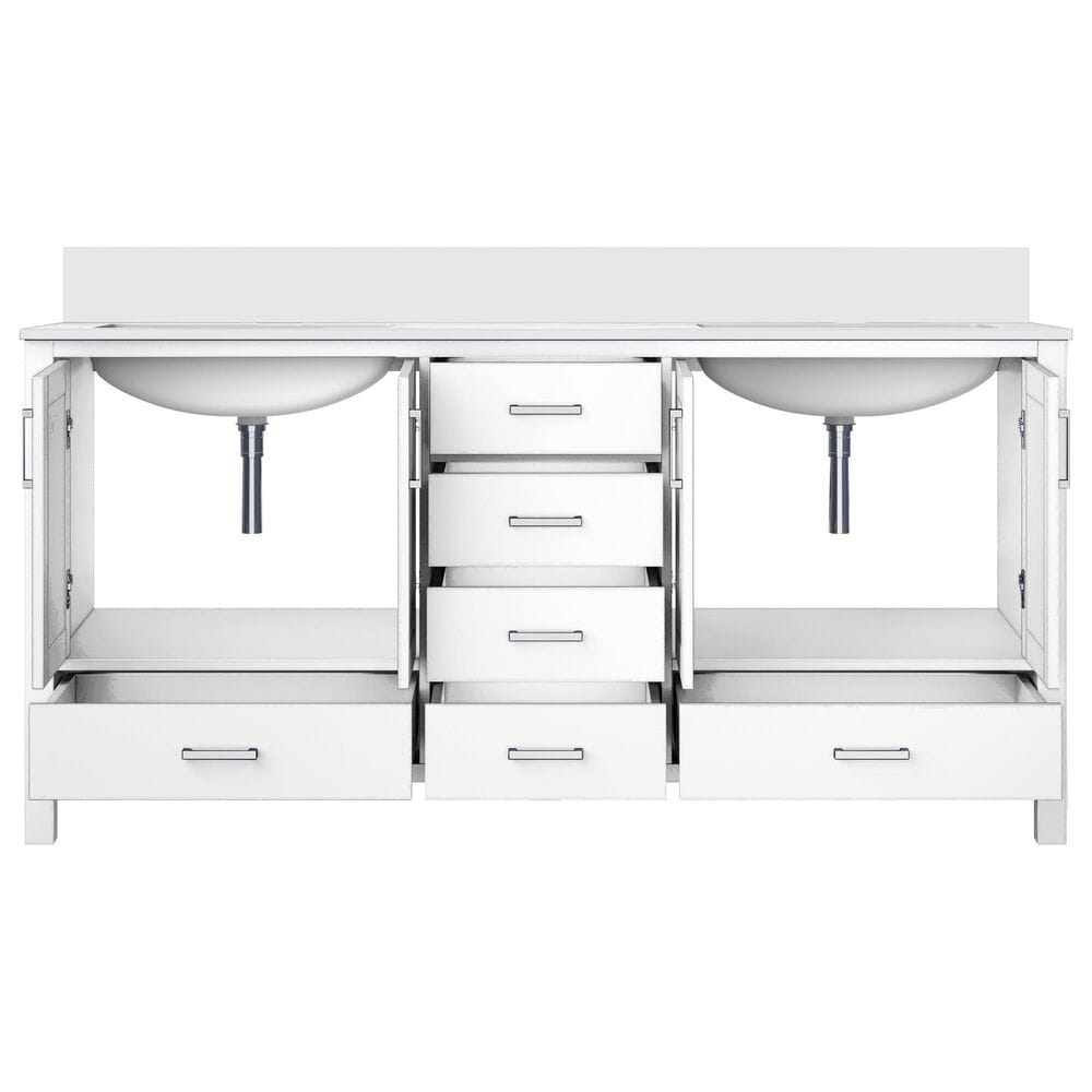 Lexora Home Jacques 72&quot; Double Bathroom Vanity in White with 2 cm White Quartz Top and Rectangular Sinks, , large