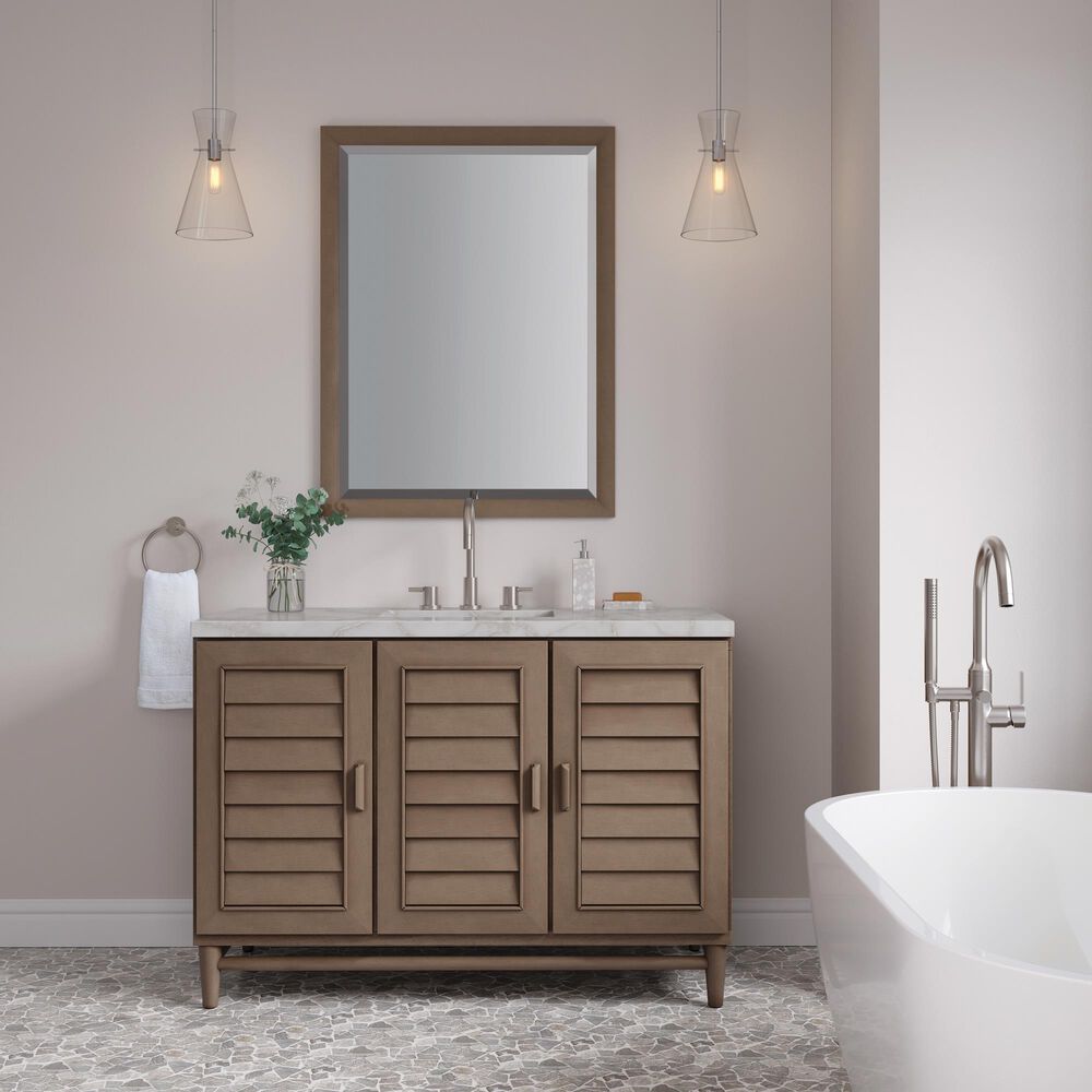 James Martin Vanities Portland 48" Single Bathroom Vanity in Whitewashed Walnut with 3 cm Eternal Jasmine Pearl Silestone Top, Rectangular Sink and FreePower Wireless Charger, , large