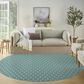 Nourison Twist Reversible 8" Round Aqua Indoor/Outdoor Area Rug, , large