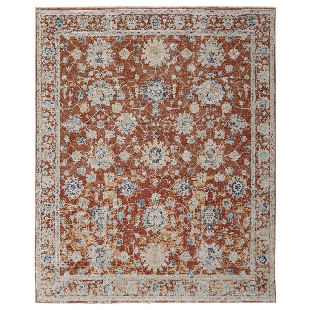 Feizy Pasha 9" x 12"8" Terracotta and Ivory Area Rug, , large