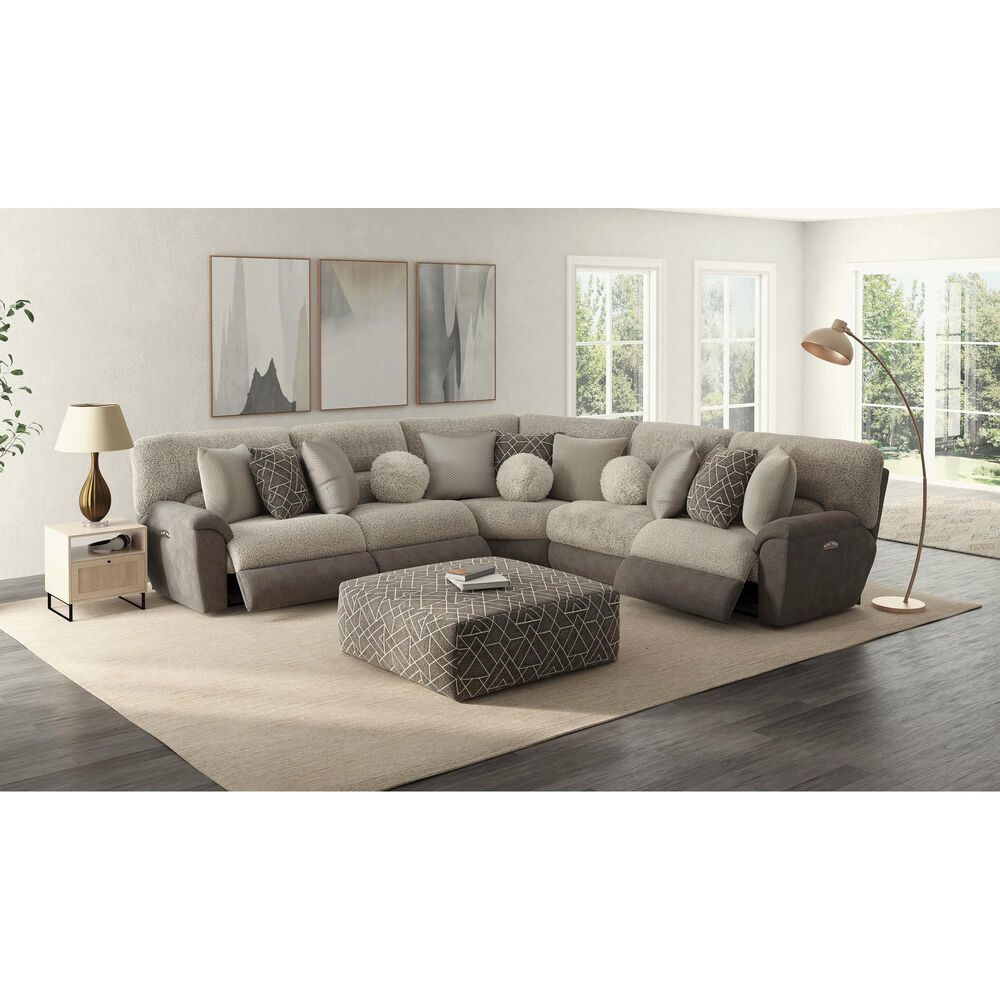 Catnapper Rendezvous 5-Piece Power Reclining Symmetrical Sectional in Slate and Fawn, , large