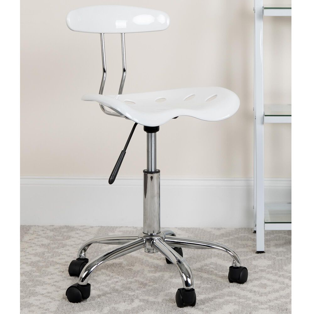 Flash Furniture Vibrant Swivel Task Chair in White, , large