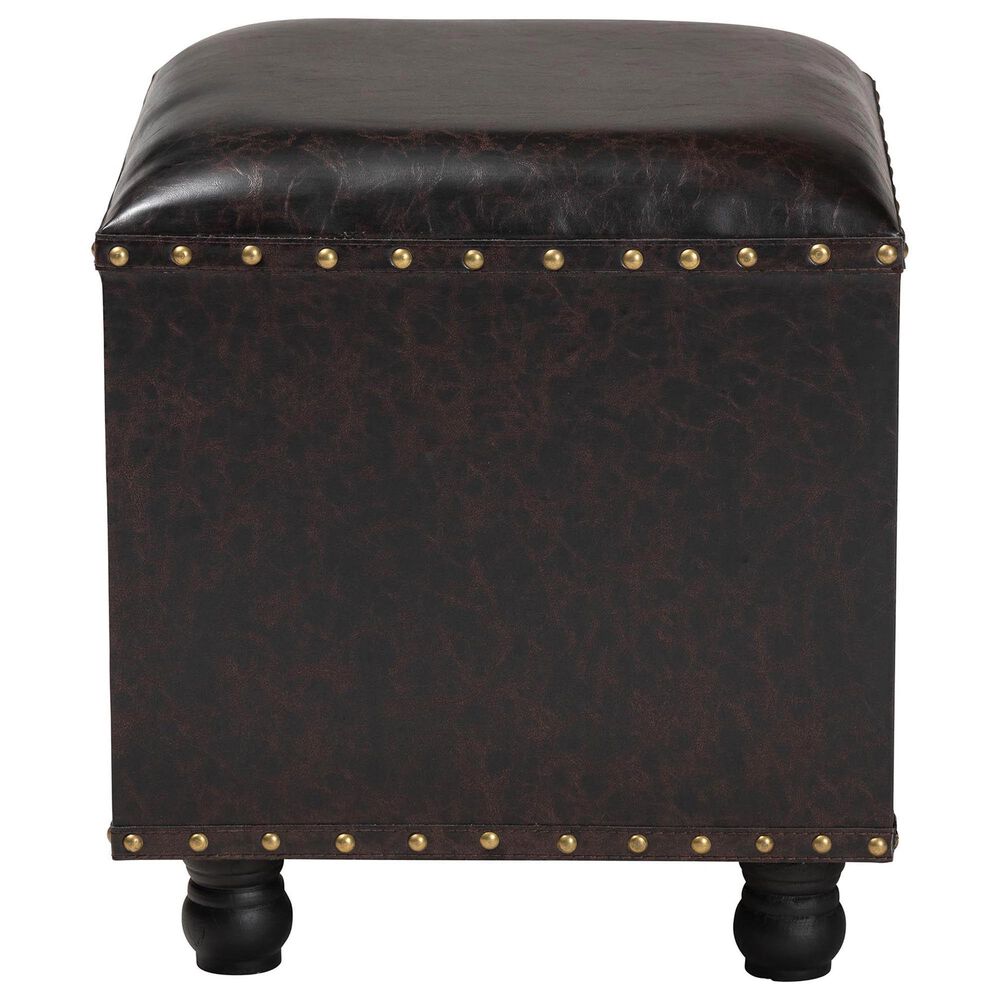 Baxton Studio Charlier Storage Ottoman with Book Spine Drawer in Dark Brown, , large