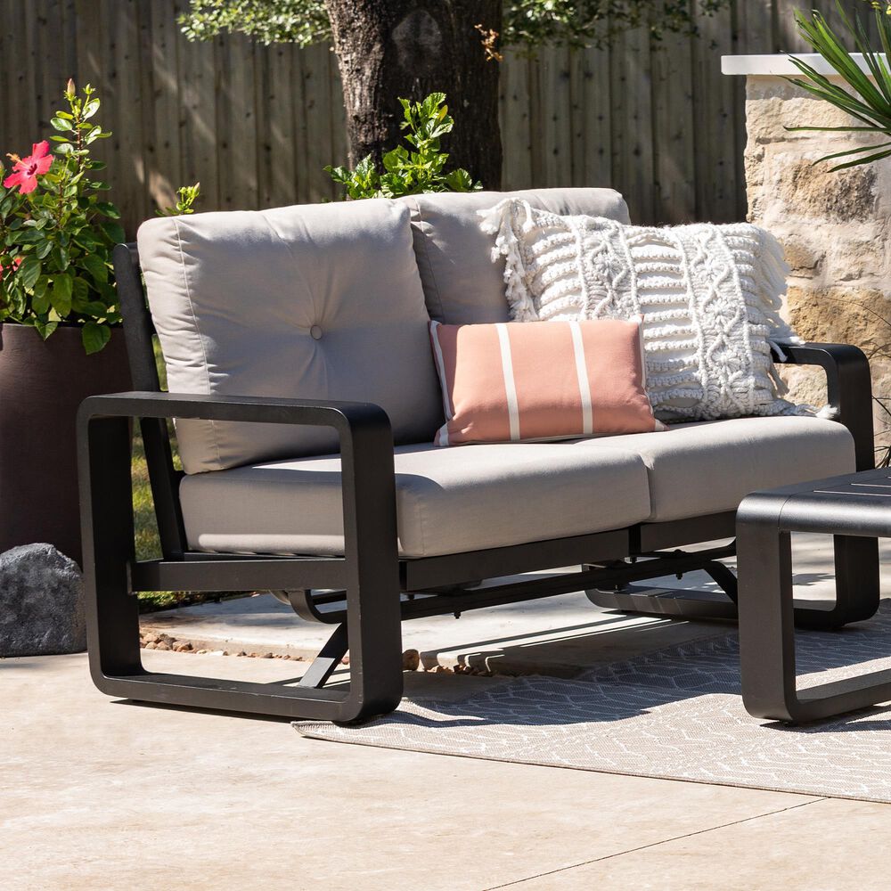 Woodard Vale Dual Rocking Loveseat in Gray, , large