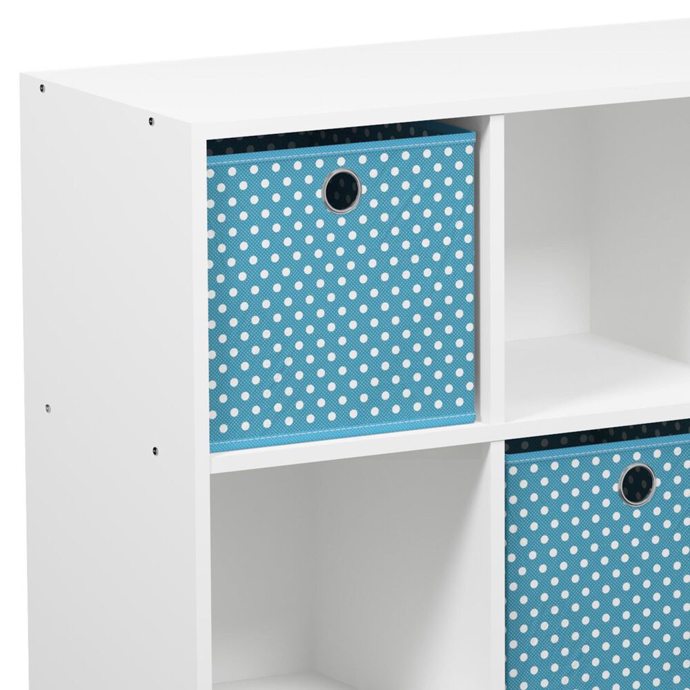 HOMLUX 6-Cube Bookshelf Bookcase with Light Blue Storage Bins in White, , large