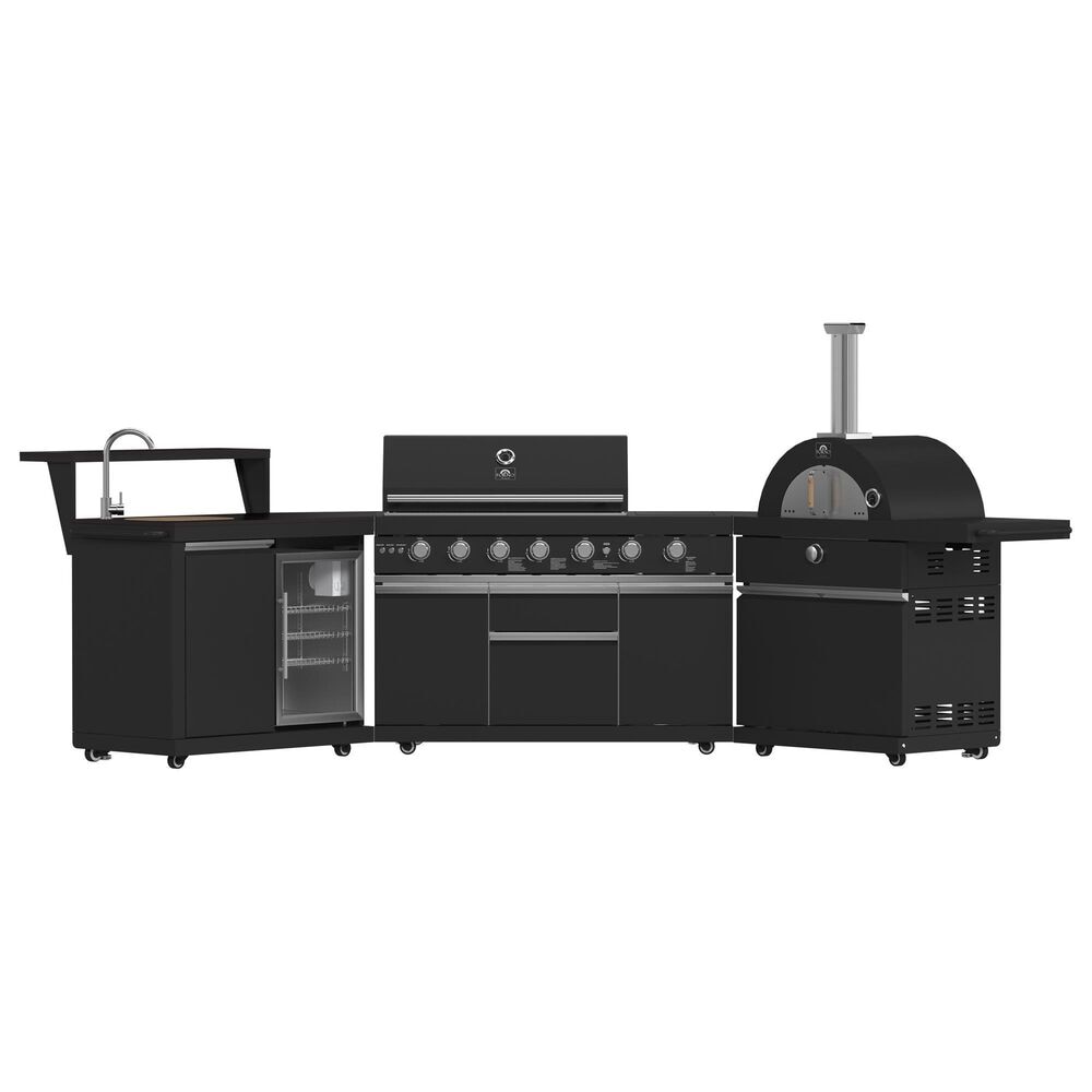 Forno All"Aperto 3-Piece Outdoor Kitchen Grill Set with Bar and Beverage Center in Black, , large